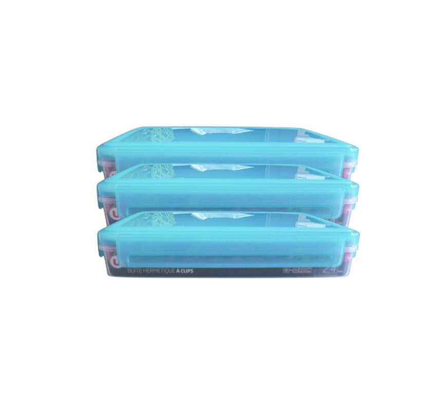 Lot de 3 x Boîte hermétique rectangulaire à clips, U MAISON (1.1 L)