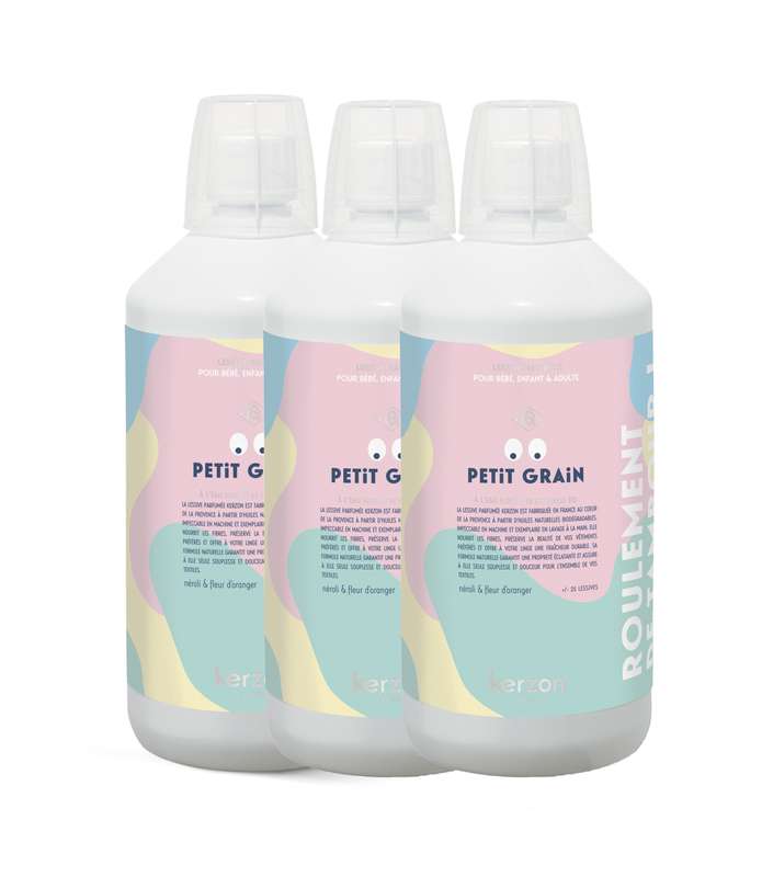 Lot de 3 x Lessive multi-tâches enfants et bébés Petit Grain , Kerzon (1 L)