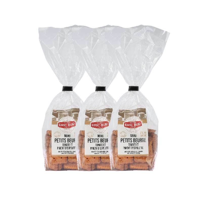 Lot de 3 x Mini petit beurre à la tomate et au piment d'Espelette, Eric Bur (125 g)