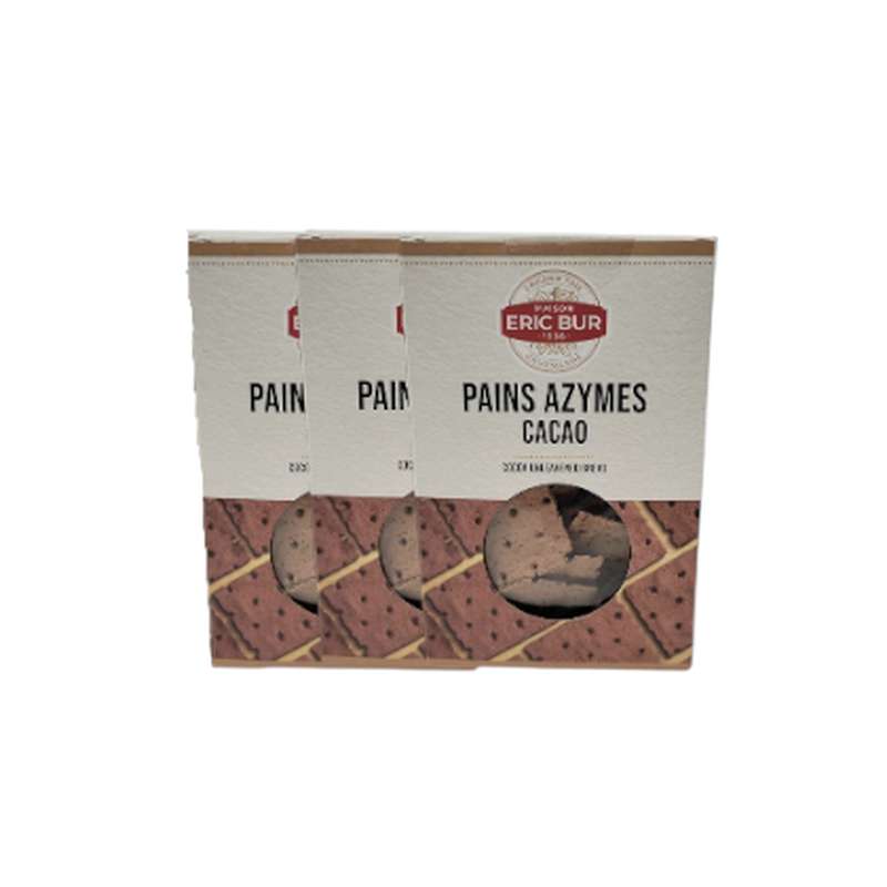 Lot de 3 x Pain azyme saveur cacao, Eric Bur (100 g)