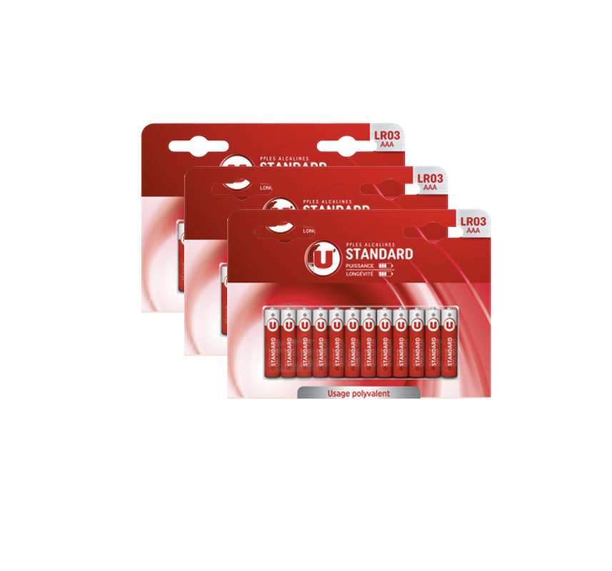 Lot de 3 x Piles AAA / LR3, U (x 12)