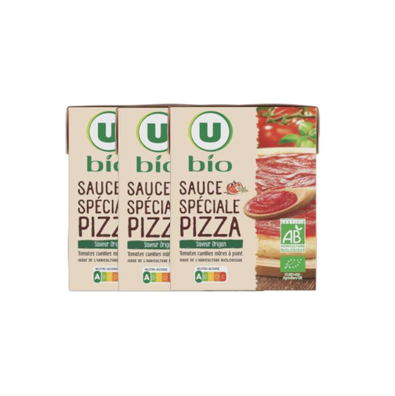 Lot de 3 x Sauce tomate spéciale pizza BIO, U (390 g)