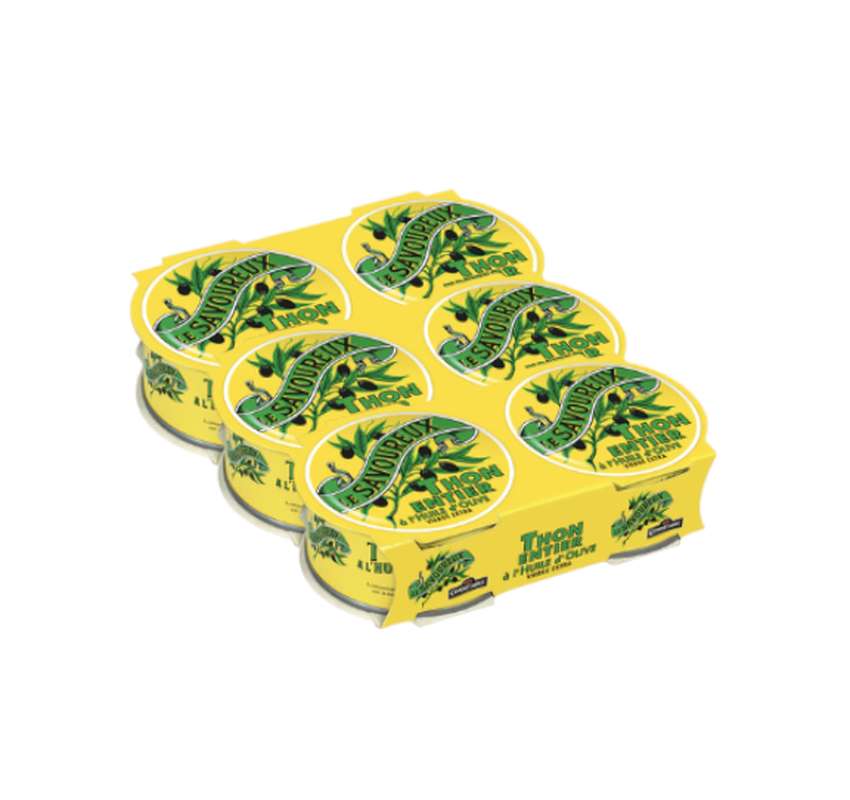 Lot de 3 x Thon entier à l'huile d'olive vierge extra, Le Savoureux (2 x 160 g)