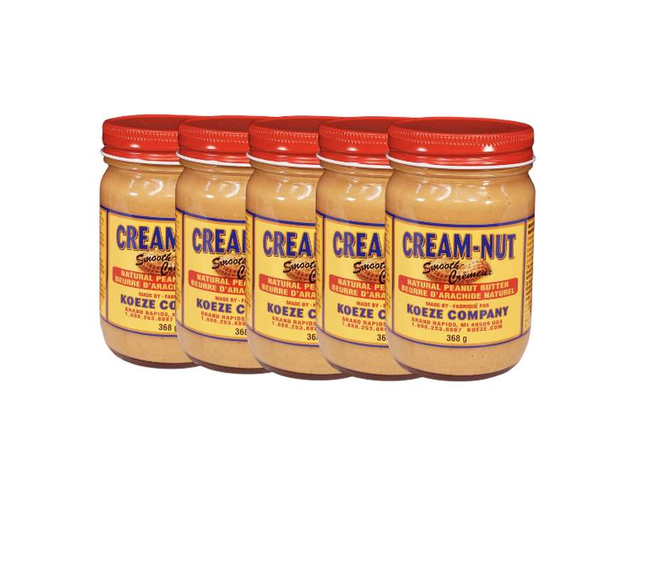 Lot de 5 Beurre de cacahuète crémeux traditionnel, Cream-nut (368 g)
