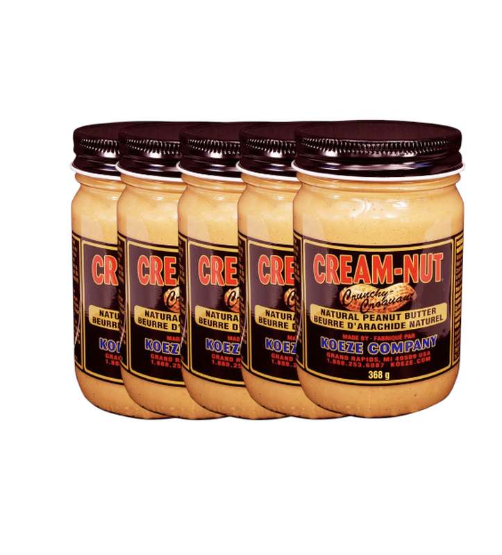 Lot de 5 Beurre de cacahuète croquant traditionnel, Cream-nut (368 g)