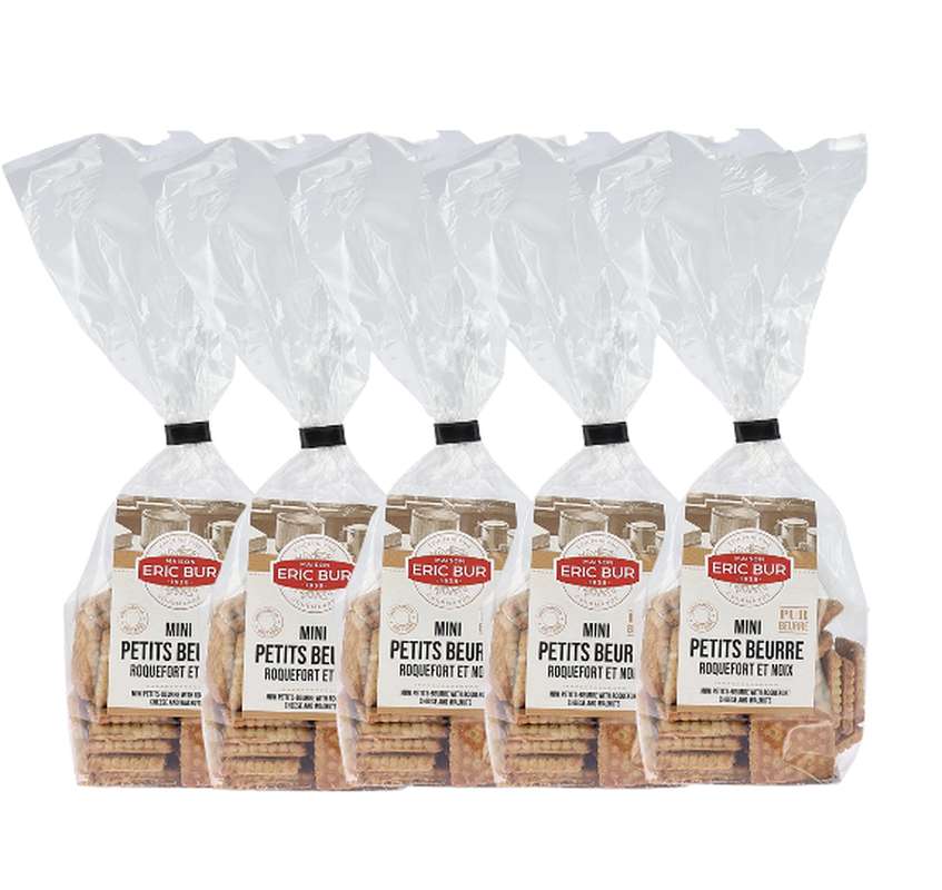 Lot de 5 Mini petit beurre au Roquefort et aux noix, Eric Bur (125 g)