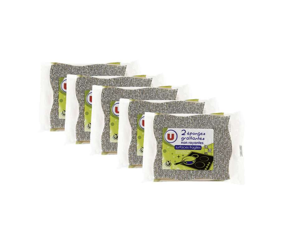 Lot de 5 x Éponges grattantes non rayantes pour surfaces fragiles, U (x 2)