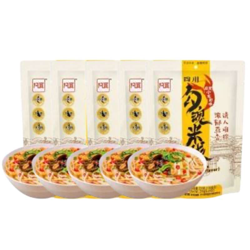 Lot de 5 x Nouilles de riz Envoûtantes - Saveur écrevisse à l'ail, Akuan (255 g)