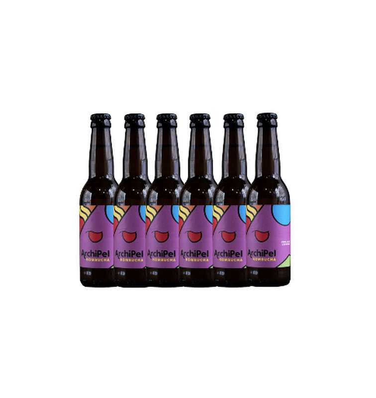 Lot de 6 Kombucha aux feuilles de cassissier BIO, Archipel (33 cl)