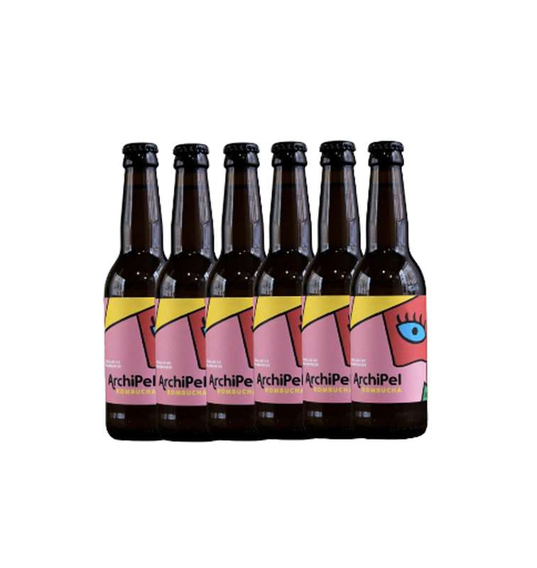 Lot de 6 Kombucha aux feuilles de framboisier, Archipel (33 cl)
