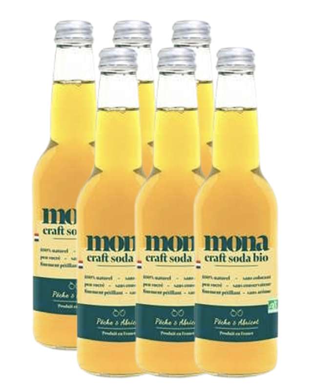 Lot de 6 x Limonade Pêche-Abricot BIO, Mona (33 cl)