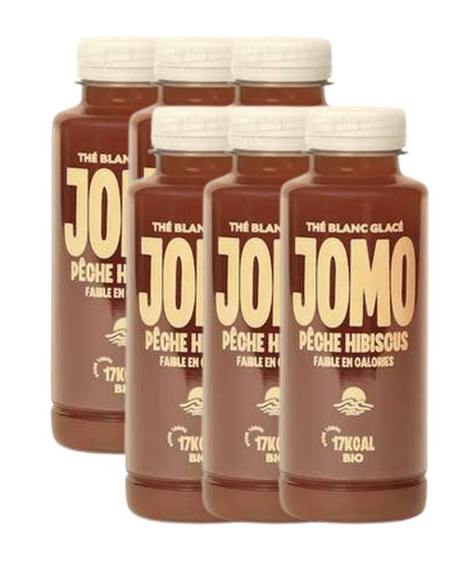 Lot de 6 x Thé blanc glacé Pêche Hibiscus BIO, Jomo (35 cl)