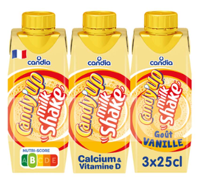 Milkshake à la vanille Candy'Up, Candia (3 x 25 cl)