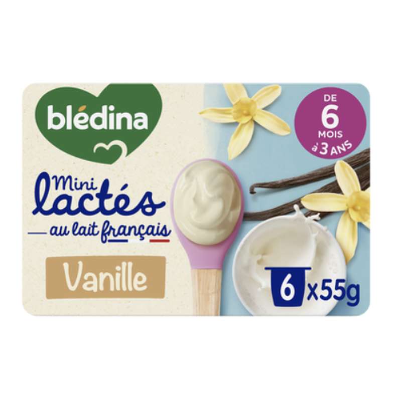 Mini Lacté saveur vanille - dès 6 mois, Blédina  (6 x 55 g)