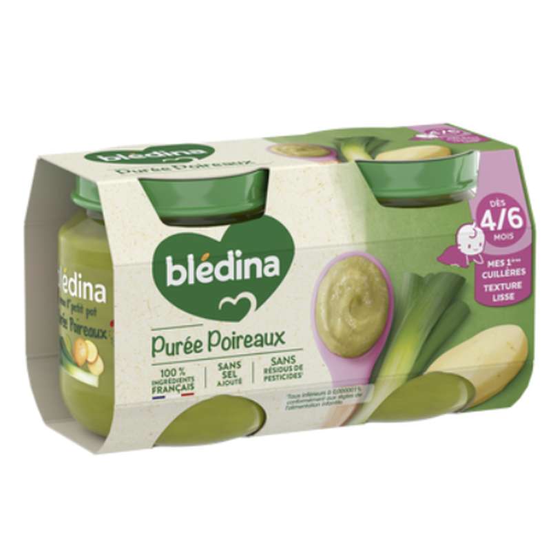 Mon 1er petit pot purée poireaux - dès 4/ 6 mois, Blédina (2 x 130 g)