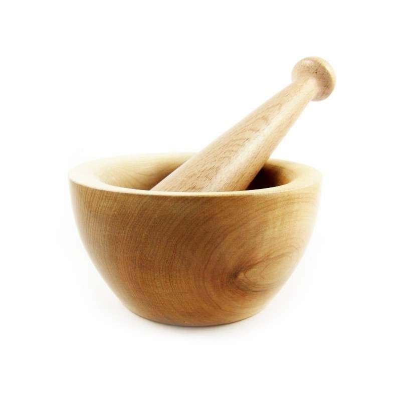 Grand Mortier Et Pilon En Bois - 32 Cm (mortier) / 51 Cm (pilon) - Marron - Assez Bon état