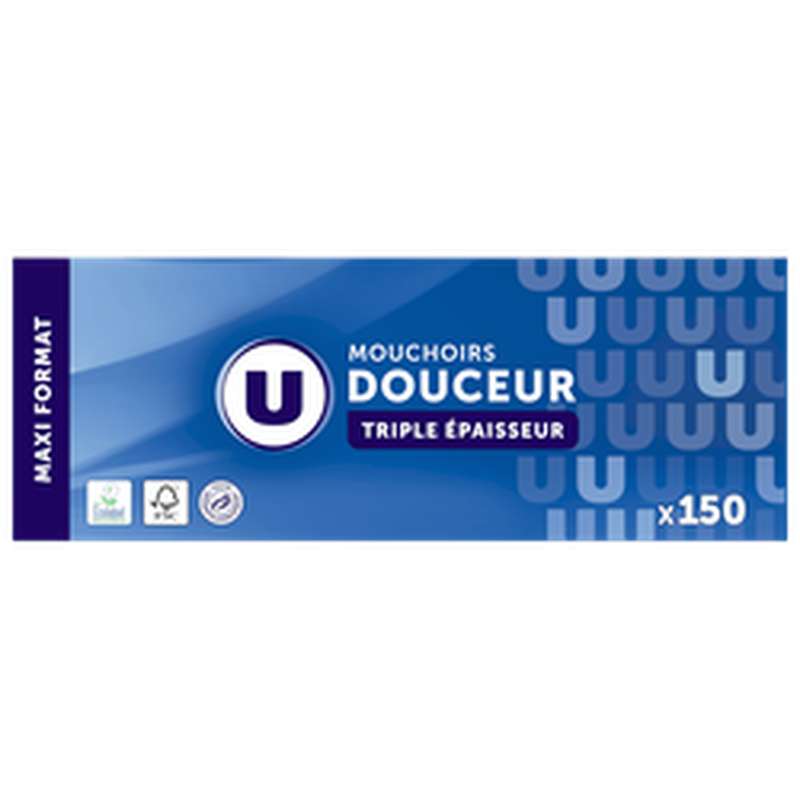 Mouchoirs maxi 3 plis, U (x 150)