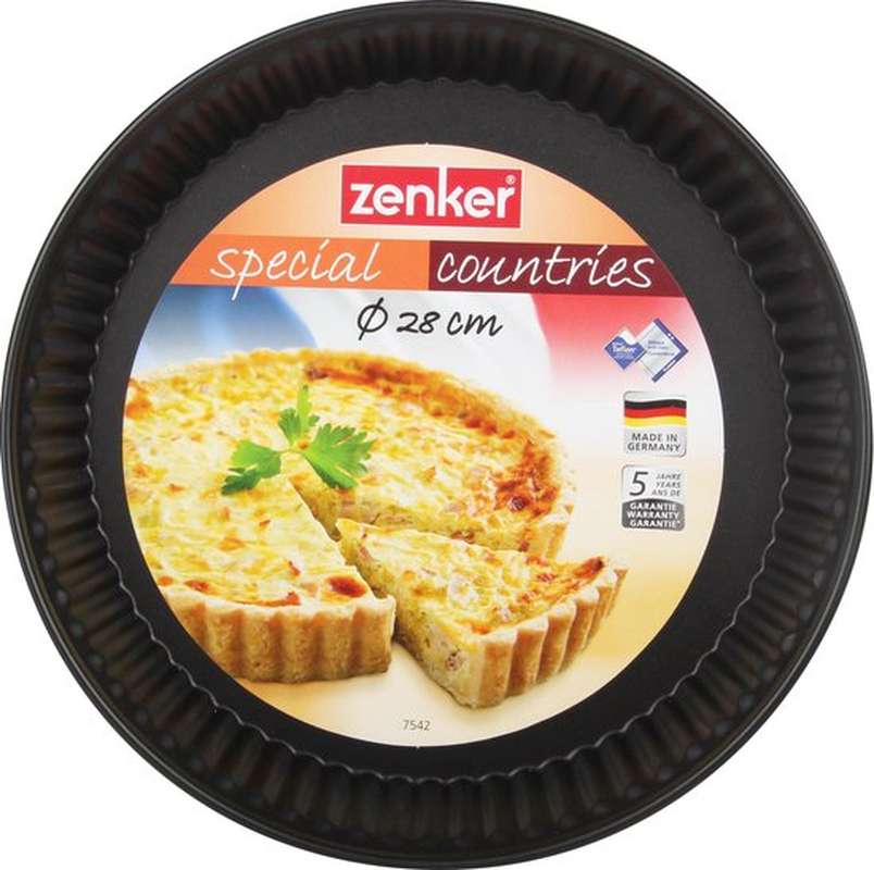 Moule à Quiche Zenker 30 Cm - Revêtement Antiadhésif, Résiste à 230°C, Bord Ondulé, Noir