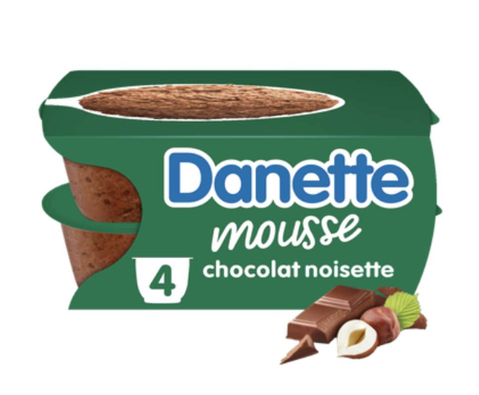 Mousse chocolat noisette, Danette (4 x 60 g)