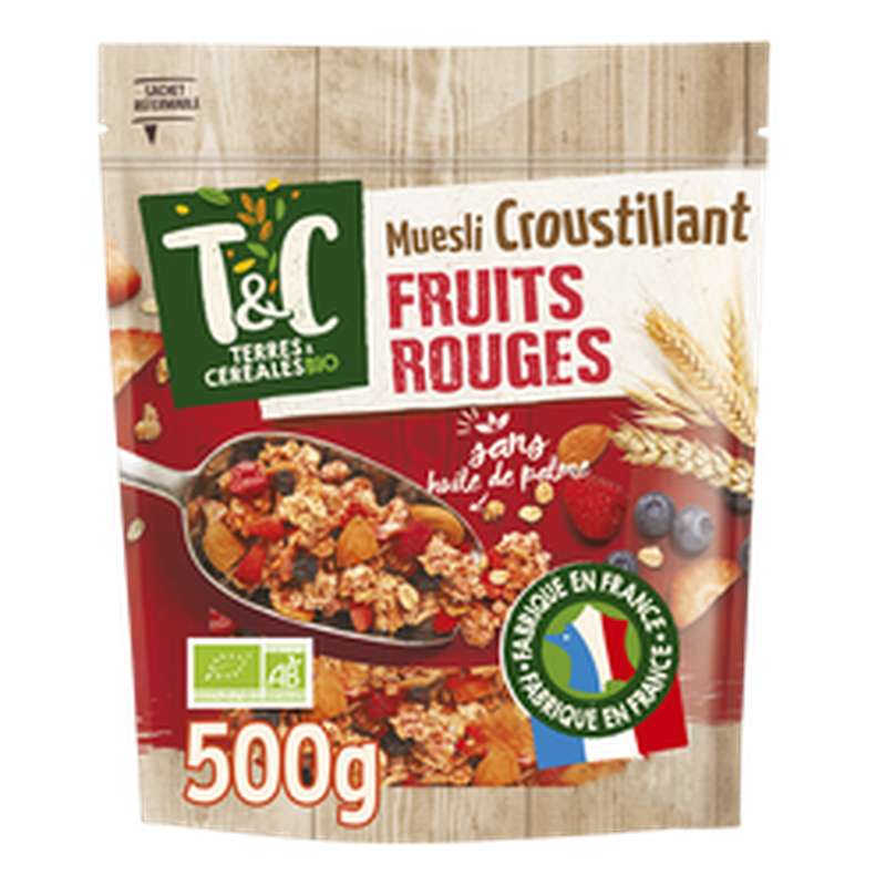 Muesli croustillant aux fruits rouges BIO, Terre & Céréales (500 g)