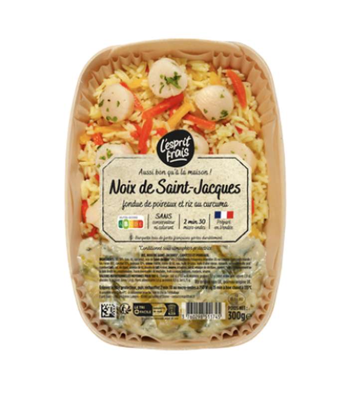 Noix de Saint Jacques fondue de poireaux et riz au curcuma, L'Esprit Frais (300 g)