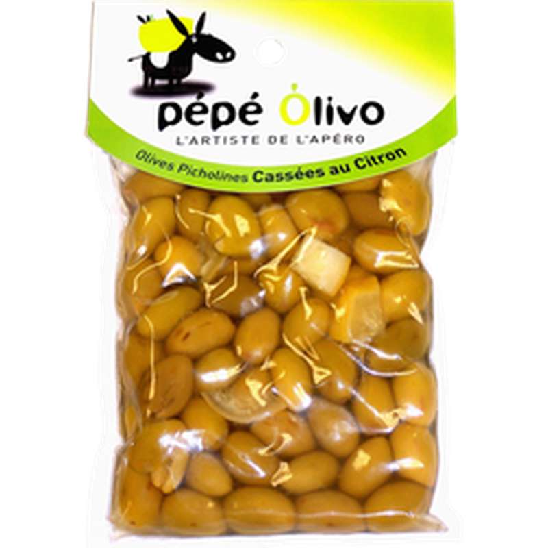 Olives vertes picholines cassées au citron, Pepe Olivo (200 g)