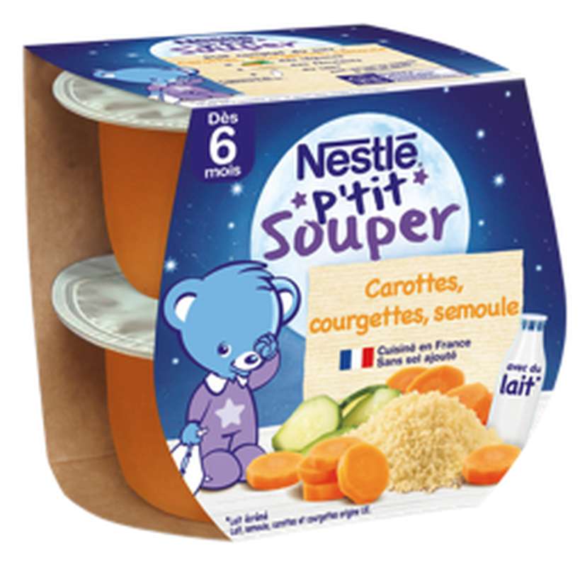 P'tit Souper carottes courgettes et semoule - dès 6 mois, Nestlé (2 x 200 g)