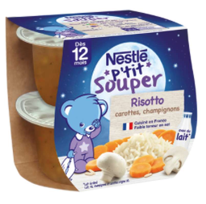 P'tit souper risotto carottes champignon - dès 12 mois, Nestlé (2 x 200 g)