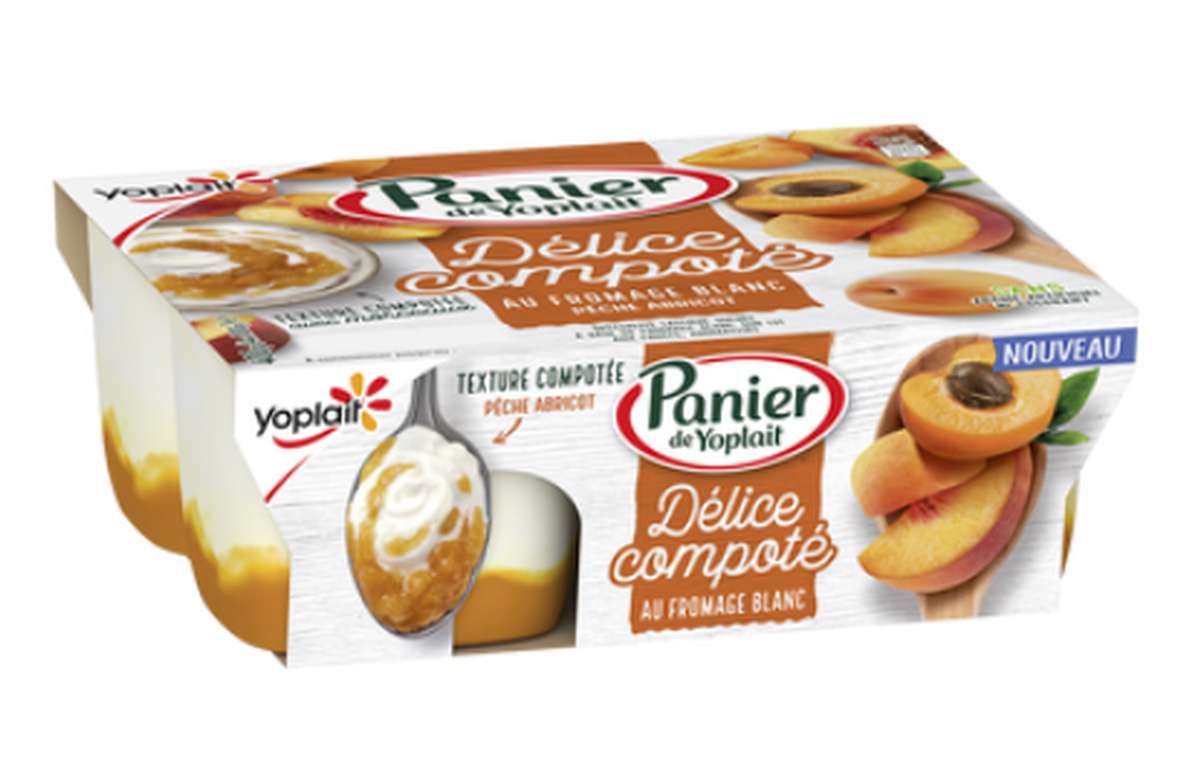 Yaourts Paniers de Yoplait délice compoté abricot pêche et fromage, Yoplait (4 x 100 g) La