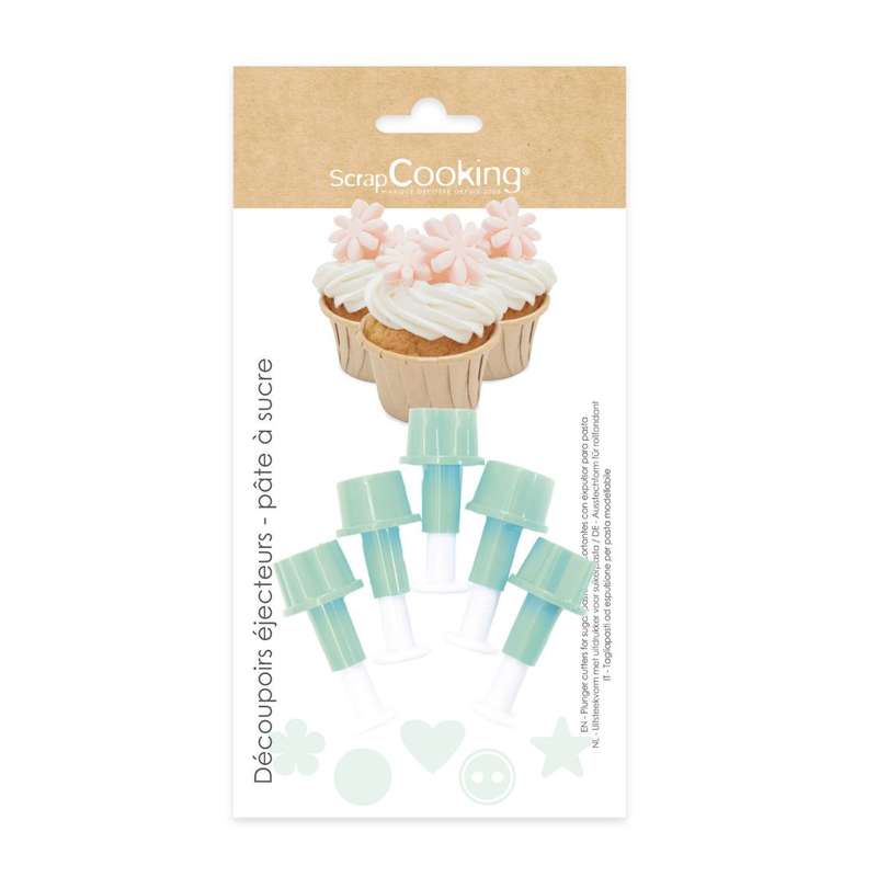 Petits Découpoirs éject Pas Cœur, Pois, Fleur, étoile, Bouton, Scrapcooking (x5)