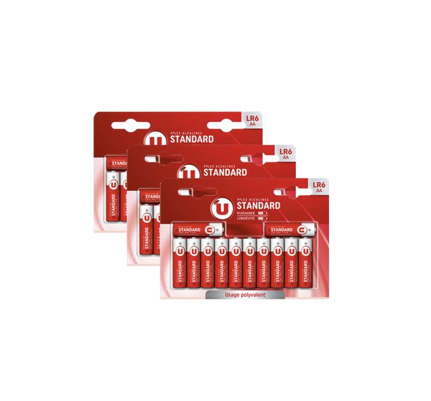 Lot de 3 x Piles AA / LR6, U (x 12)