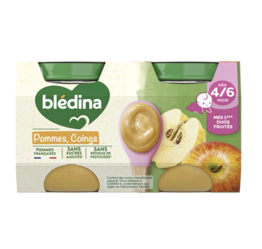 Pots fruits pommes coings - dès 4/6 mois, Blédina  (4 x 130 g)