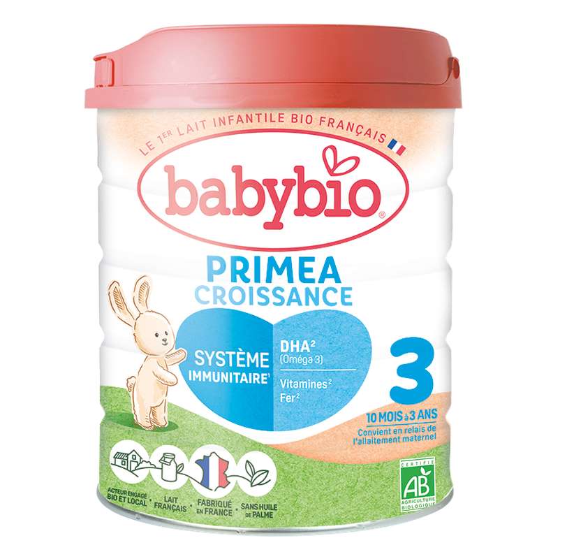 Primea 3 Lait de croissance au lait de vache français BIO - dès 10 mois, Babybio (800 g)