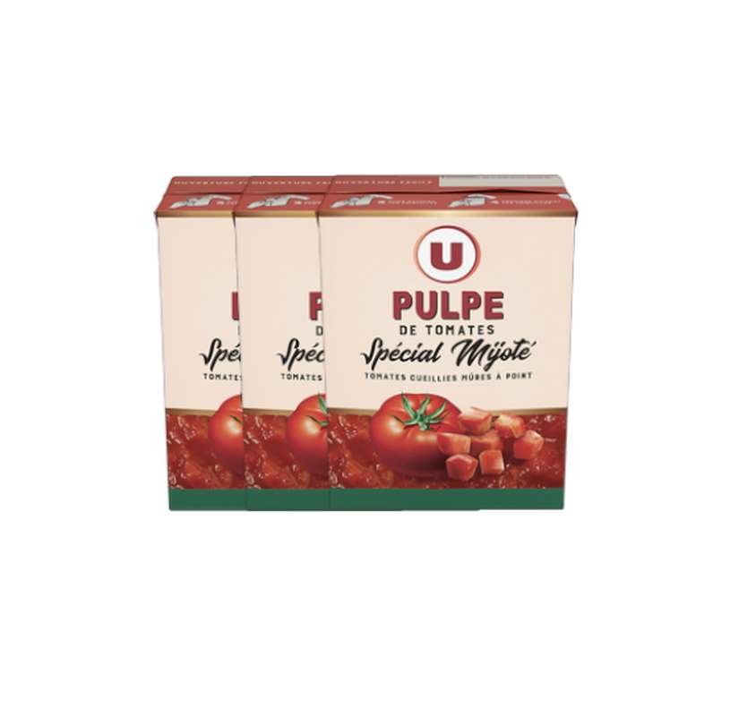 Lot de 3 x Pulpe de Tomates spécial mijotés finement concassé,  U (390 g)