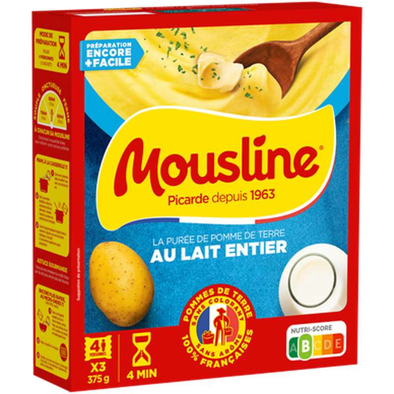 Purée au lait entier Mousline, Maggi (x 3 sachets, 375 g)