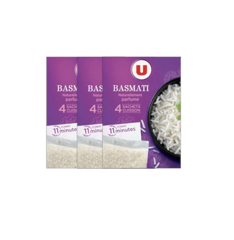 Lot de 3 x Riz long basmati, U (4 sachets, 500 g)