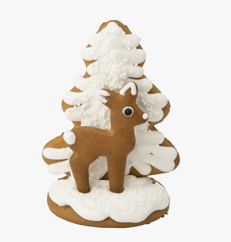 Sapin avec renne en pain d'épices décoratif à déguster, Oh Gourmand (90 g)
