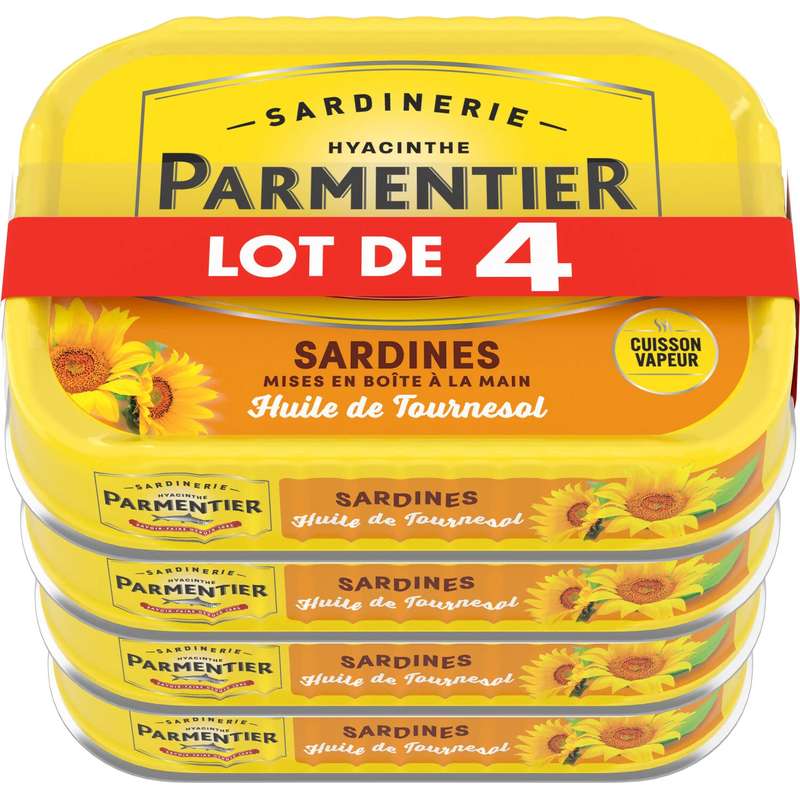 Sardines à l'huile de tournesol, Parmentier LOT DE 4  (4 x 135 g)
