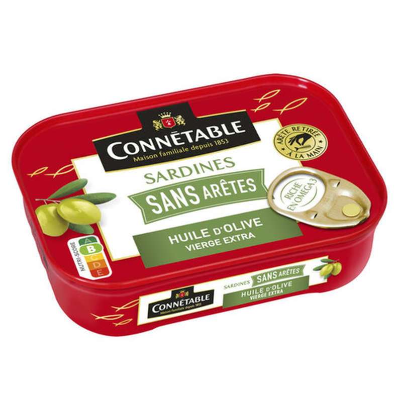 Sardines sans arêtes à l'huile d'olive, Connetable (140 g)