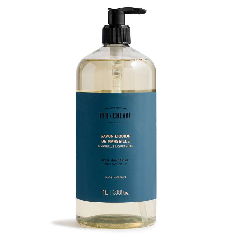 Savon de Marseille liquide parfumé Aqua-Mandarine, Fer A Cheval (1 L)
