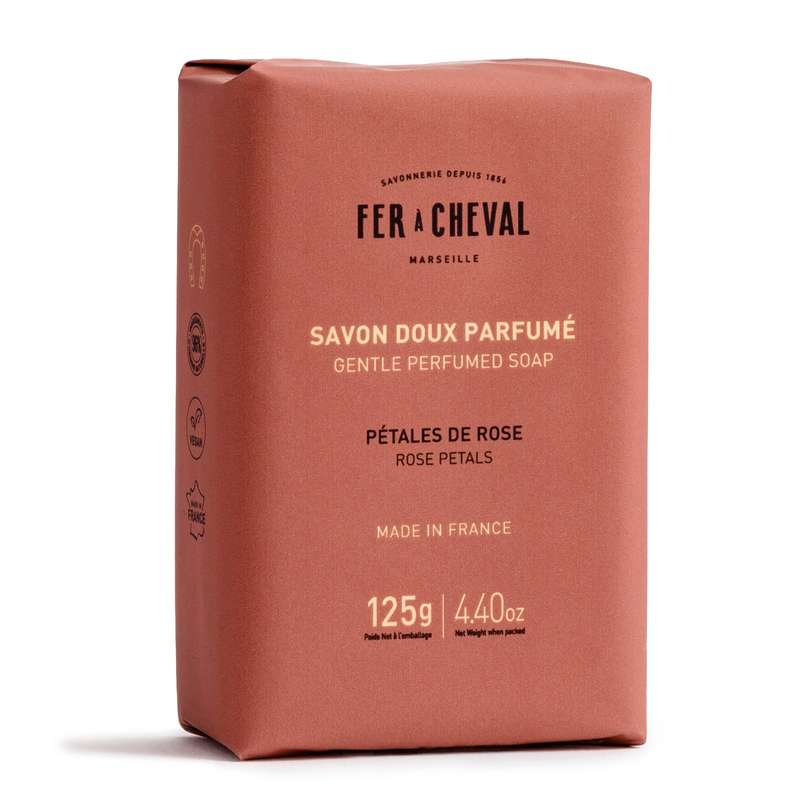 Savon doux parfumé Pétales de Rose, Fer A Cheval (125 g)
