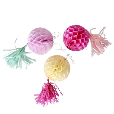 Lot De 5 Boules En Papier Nid D'abeille - Déco Fête Anniversaire, Mariage (rouge, 20 Cm) - Réutilisables Et Faciles à Monter