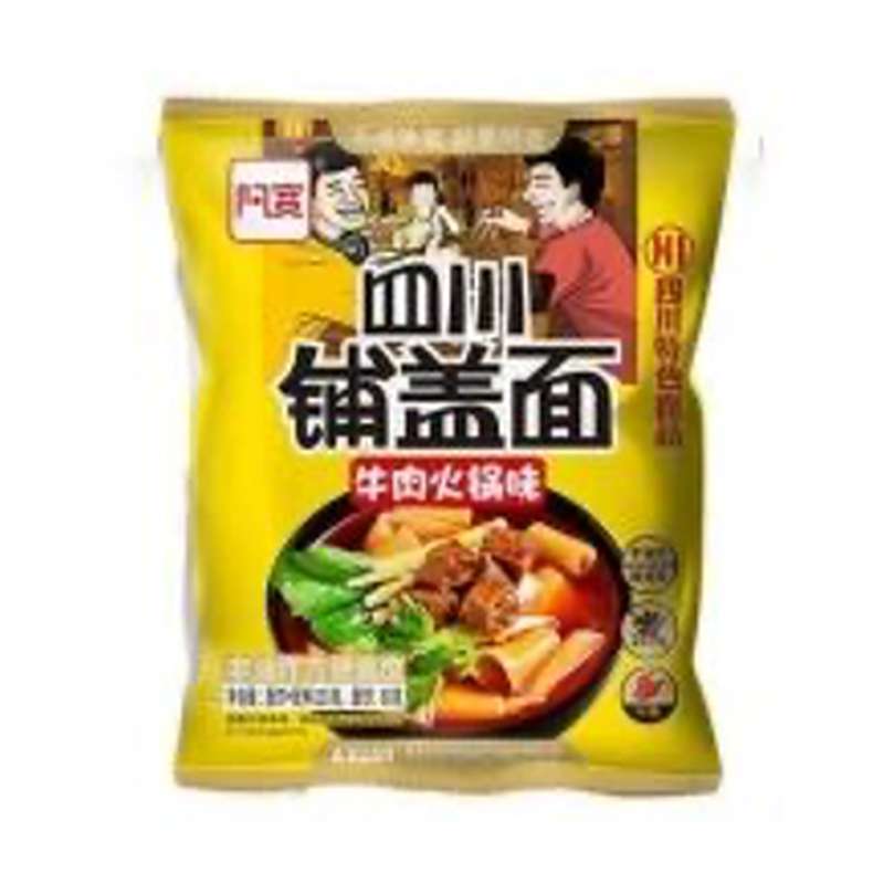 Sichuan Nouilles larges-saveur bœufs avec piment, BAIJIA (110 g)