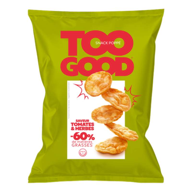 Snack poppé soja & PDT saveur tomate et herbes, Too Good (85 g)