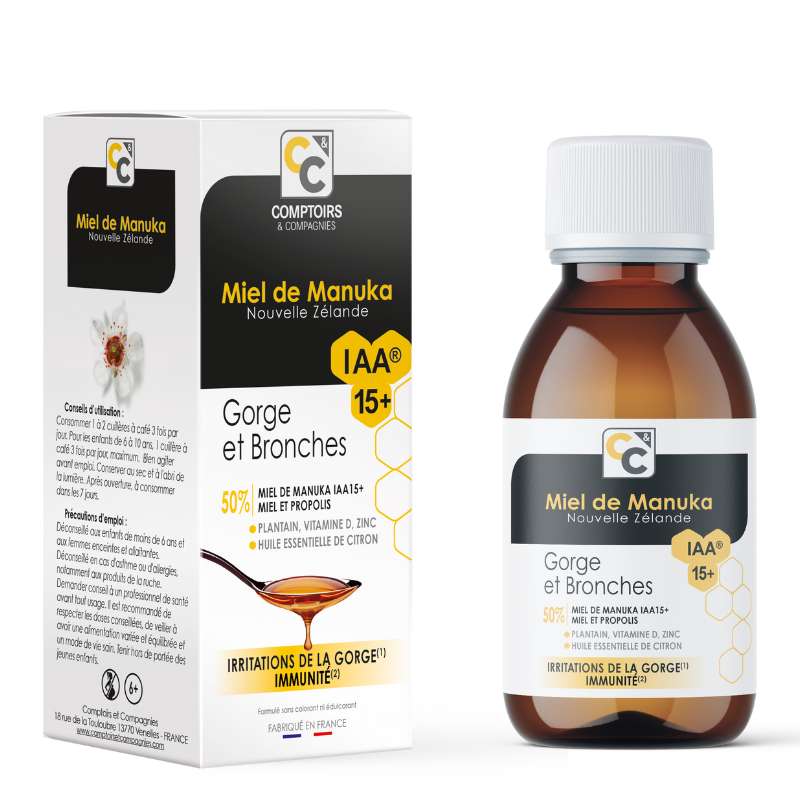 Solution buvable gorge bronches Manuka IAA15+, Comptoir & Compagnies (100ml)