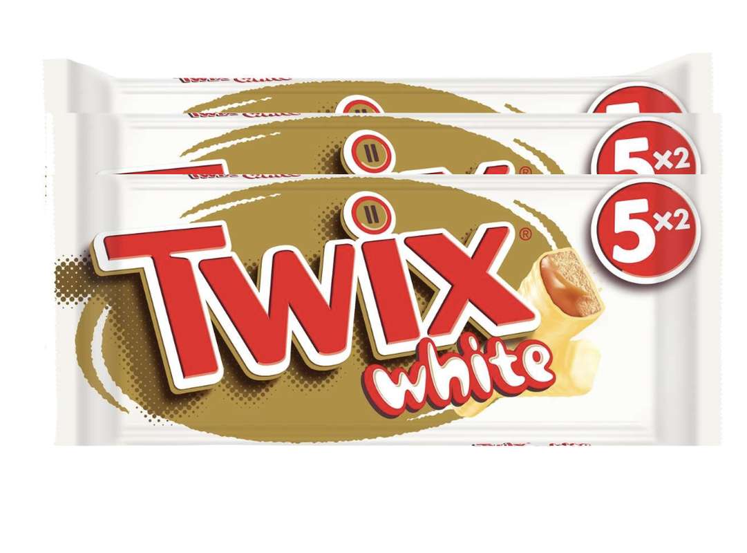 SUPER OFFRE -20% Lot de 3 : Barres chocolatées chocolat blanc biscuit nappage au caramel, Twix (3 x 230 g)