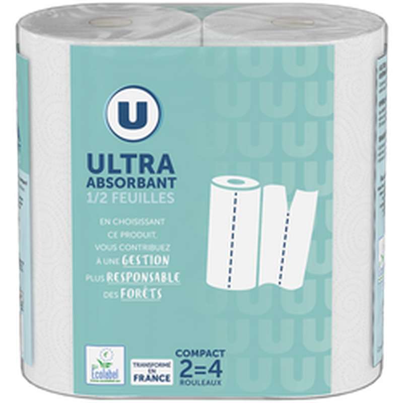 SUPER OFFRE -20% lot de 3 : Essuie tout 1/2 feuilles blanc, U (x  3)