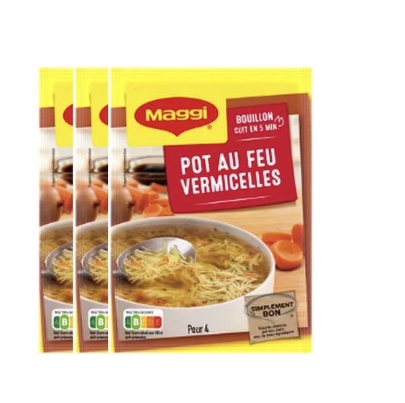 SUPER OFFRE -20% Lot de 3 : Soupe pot au feu vermicelles, Maggi (3 x 1 L)