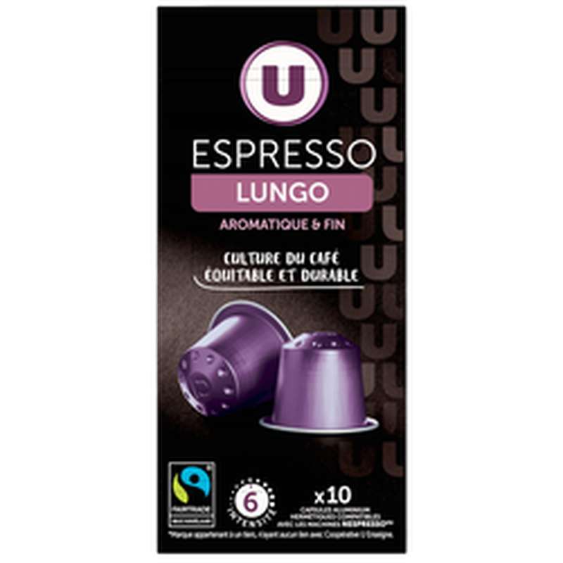 SUPER OFFRE -30% Lot de 5 : Café capsules espresso lungo compatible Nespresso, U (5 x 10 capsules)