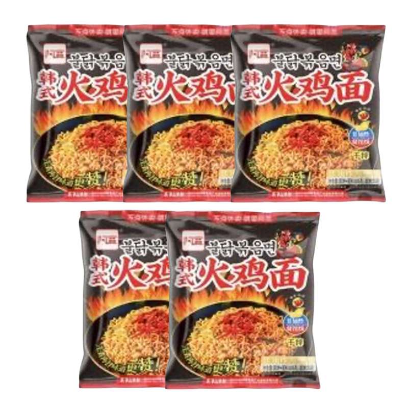 SUPER OFFRE -30% lot de 5 : Nouilles style coréen Poulet de feu, Akuan (5 x 105 g)